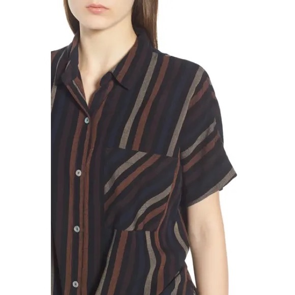 O’Neill Demi Stripe Shirt Button Up Tie Front XS - Picture 3 of 14